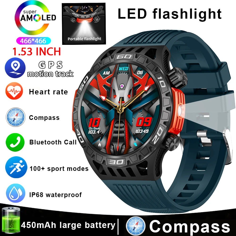 Smart Watch Men With LED Lighting Compass Sports Fitness Tracker Watch IP68 Waterproof Bluetooth Talk SmartWatch For Android IOS WSJIT
