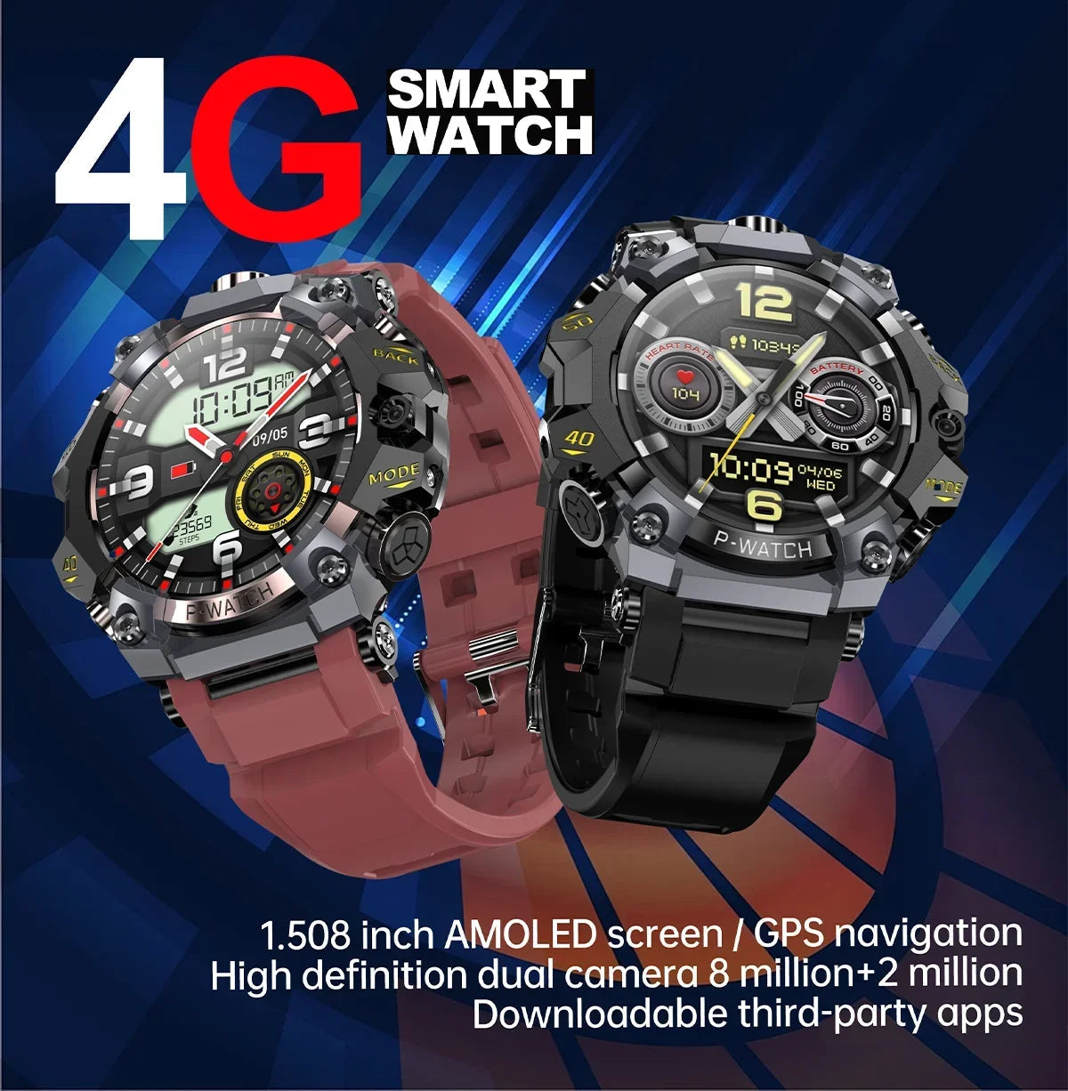 Q668 Smart Watch Android 4G LTE Smartwatch IP68 waterproof 800W HD Dual Camera Amoled GPS WIFI Multi sport mode Download Apps WSJIT