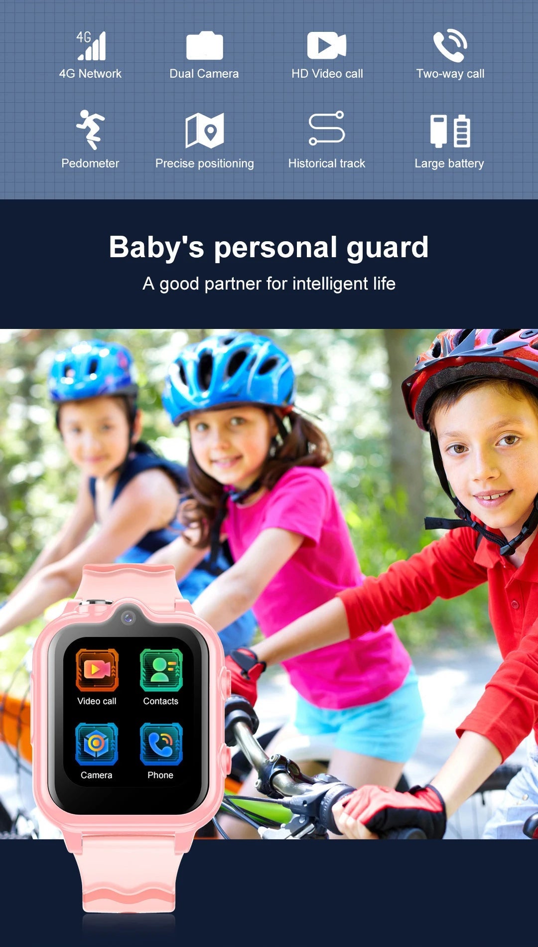 2025 New Smart Watches 4G Kids GPS AGPS LBS SOS Music Playback Dual Camera Smartwatch Waterproof 900mAh Boy Girl Children Gift WSJIT