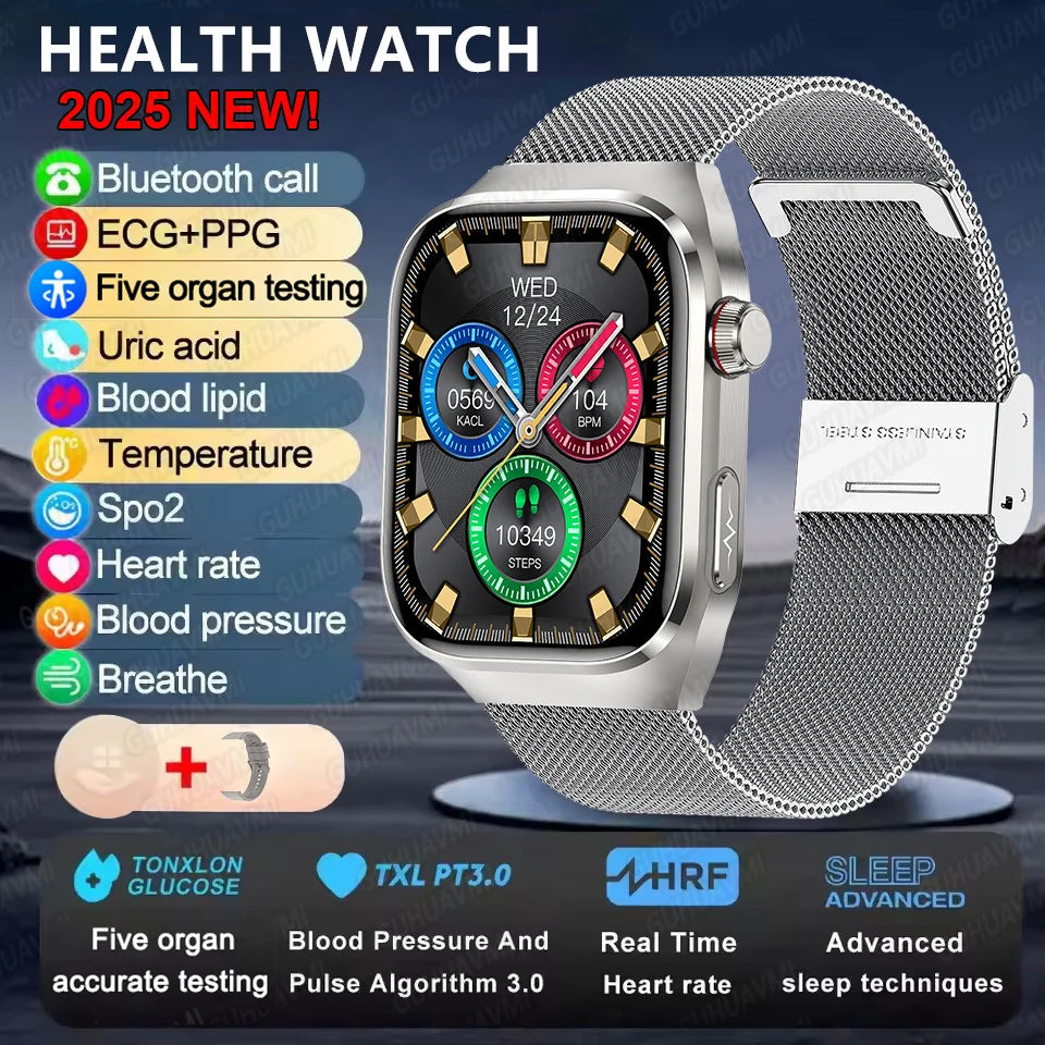2025New Micro Physical Examination Smart Watch For Men Uric Acid Body Fat Five Organ Health Watches Bluetooth Call SmartBracelet WSJIT