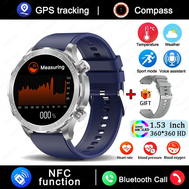 2025 New Bluetooth Call Smart Watch Men For Huawei AMOLED HD Large Screen Heart Rate NFC IP68 Waterproof GPS Sports Smart Watch WSJIT