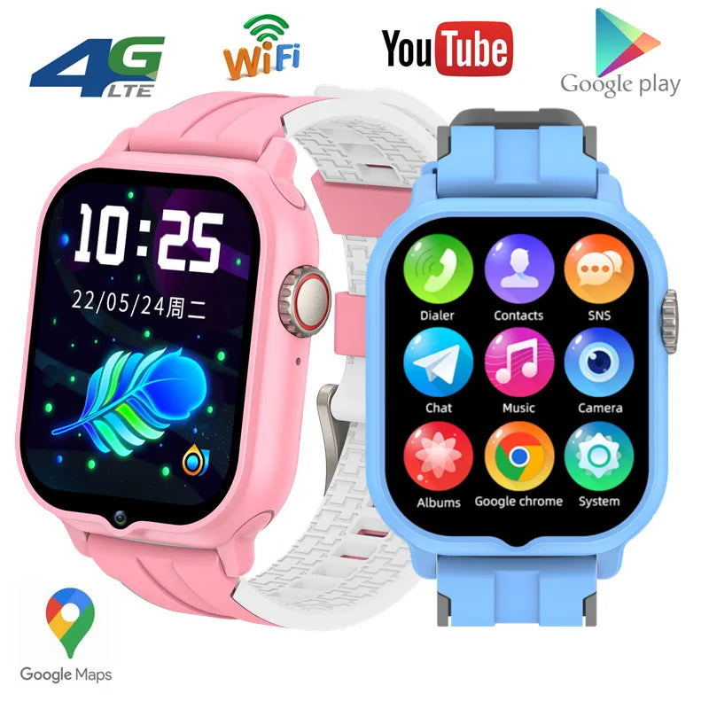 2025 New Smart Watch Android 9.0 Children Phone Watch Sim Card 2+32gb Video Call Wifi Internet GPS Location Tracker Boy Girl SOS WSJIT