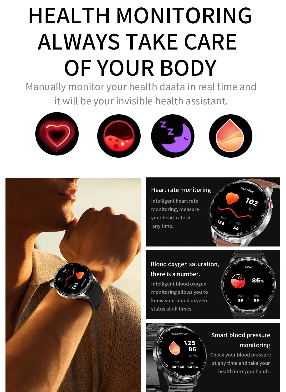 2025 New Smart Watch TWS 2-in-1 Bluetooth Earphones 1.39 inch Full Touch Screen HIFI 9D Sound Quality Sports Health Monitoring WSJIT