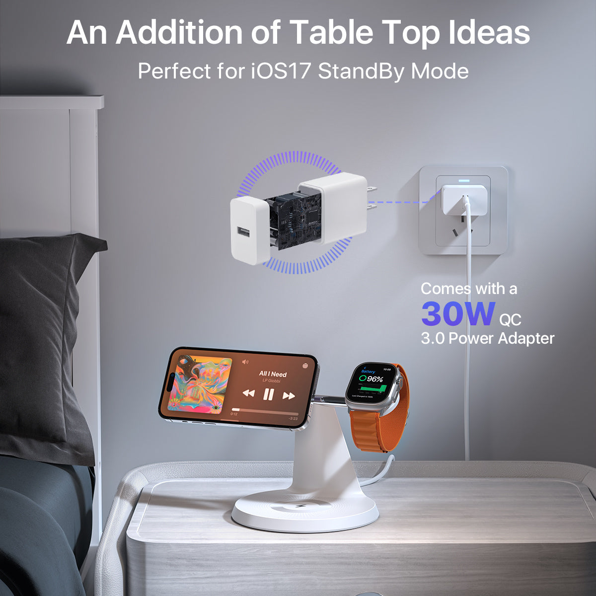 3 In 1 Wireless MagSafe Charging Station For Multiple Devices 30W Adapter Included CJ Dropshipping
