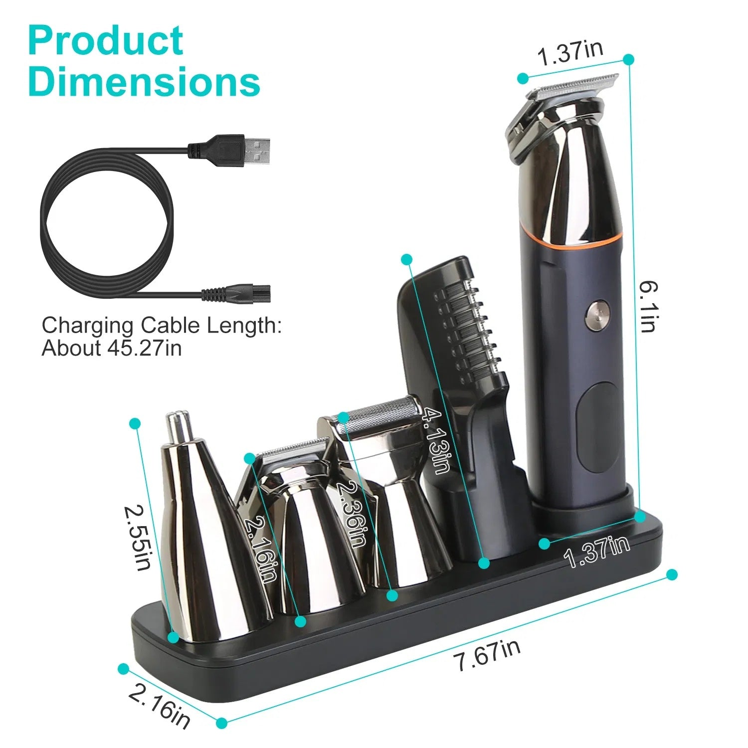All In One Beard Trimmer For Men With 5 Trimmer Heads IPX5 Waterproof Electric Razor For Face Nose Body Beard Cordless Hair Shaver Clipper Grooming Kit For Men Husband Father CJ Dropshipping
