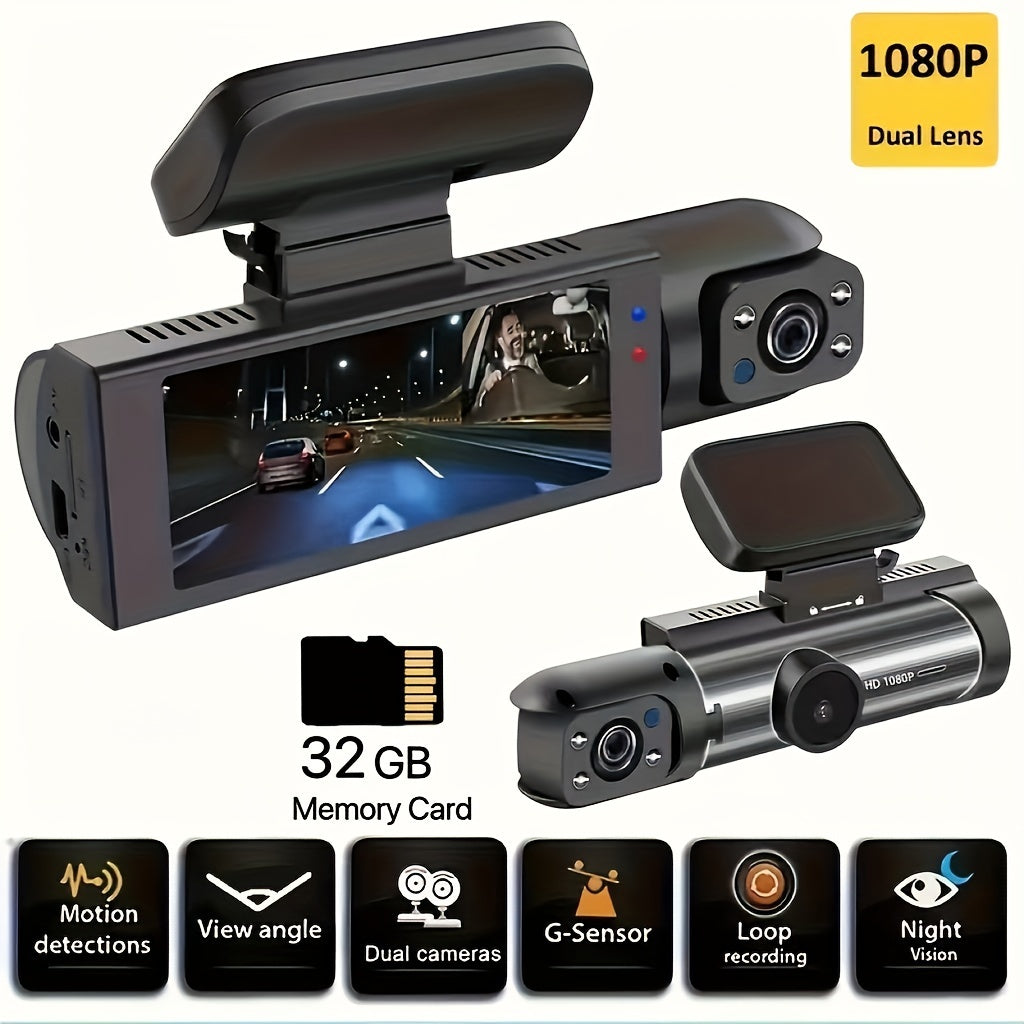1080P Dual-Lens Car Dash Cam with Night Vision-1