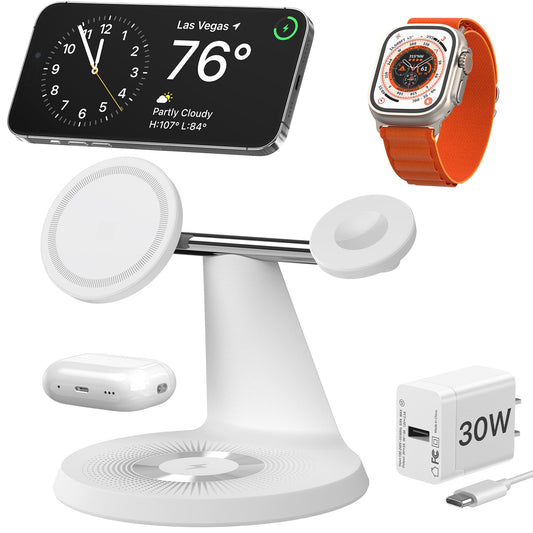 3 In 1 Wireless MagSafe Charging Station For Multiple Devices 30W Adapter Included CJ Dropshipping