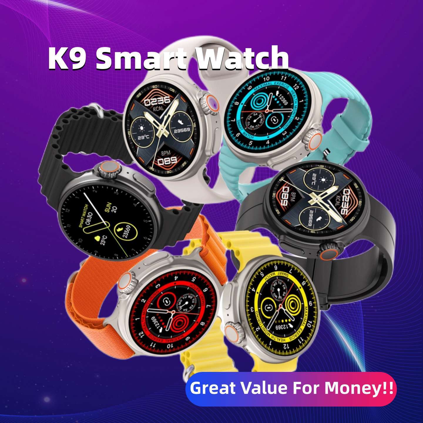 New K9 Smart Watch 1.39 Round Screen Encoder True Screw Clip Wireless Charging NFC Offline And Payment Function CJ Dropshipping