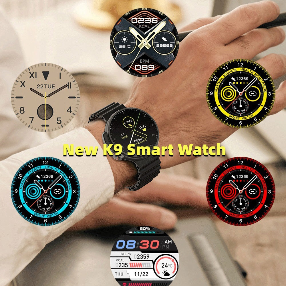 New K9 Smart Watch 1.39 Round Screen Encoder True Screw Clip Wireless Charging NFC Offline And Payment Function CJ Dropshipping