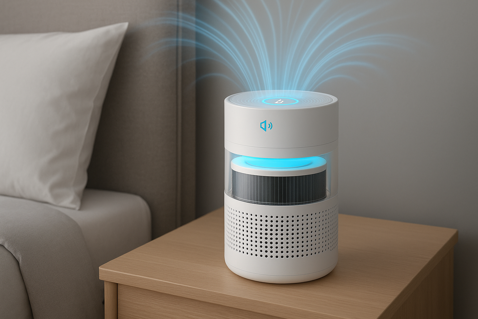 Compact HEPA air purifier with night light