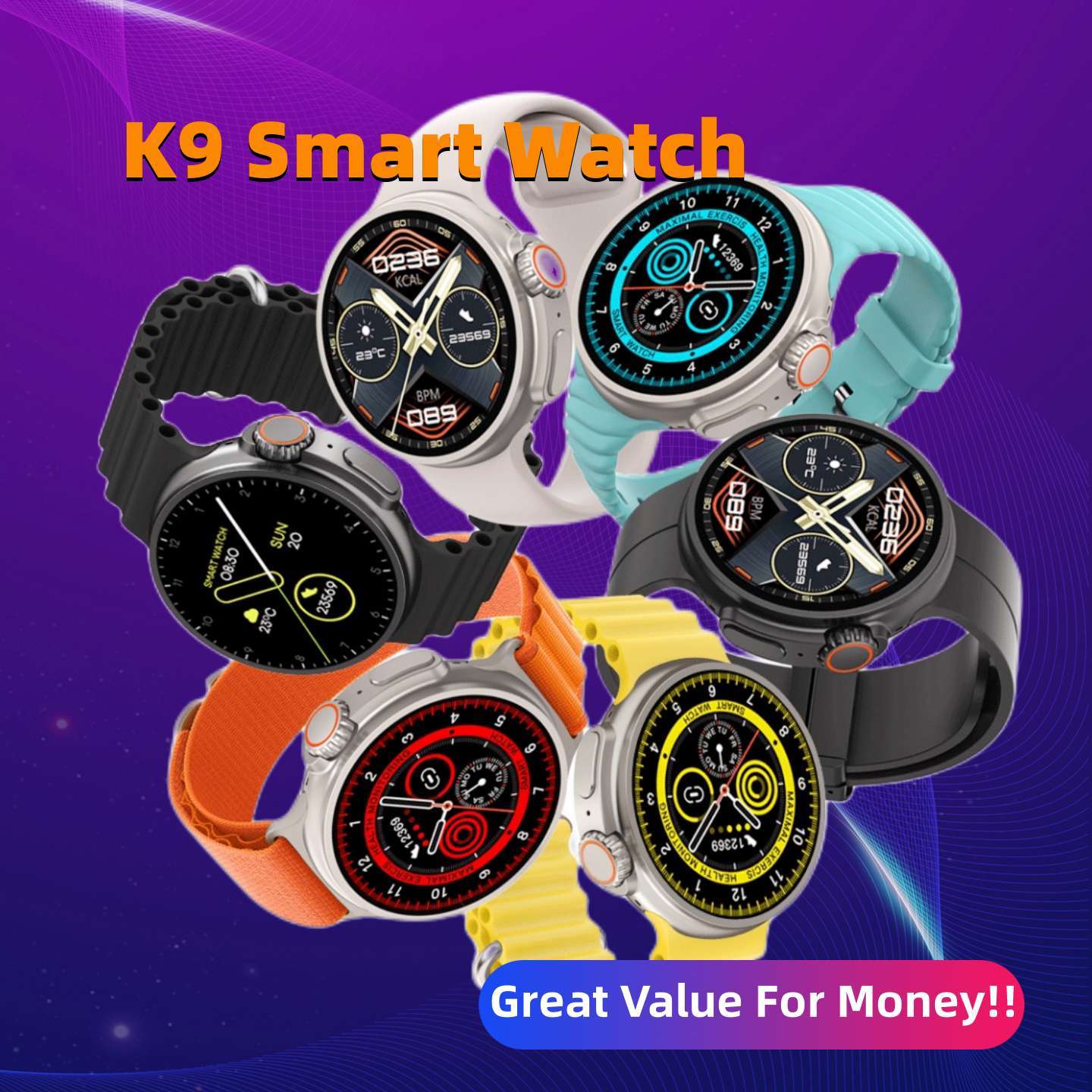 New K9 Smart Watch 1.39 Round Screen Encoder True Screw Clip Wireless Charging NFC Offline And Payment Function CJ Dropshipping
